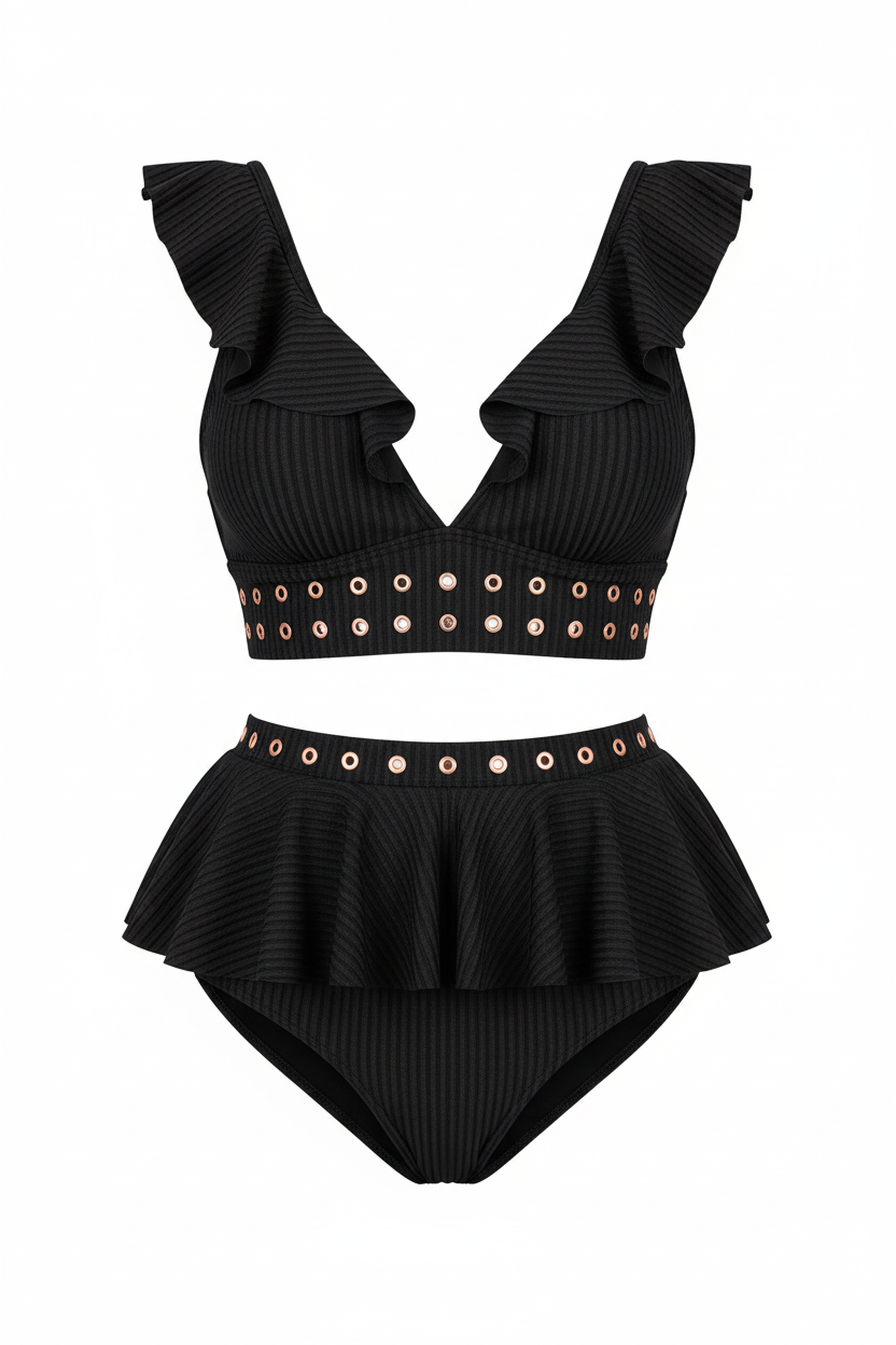 High-Waisted Ruffled Two-Piece Swimsuit