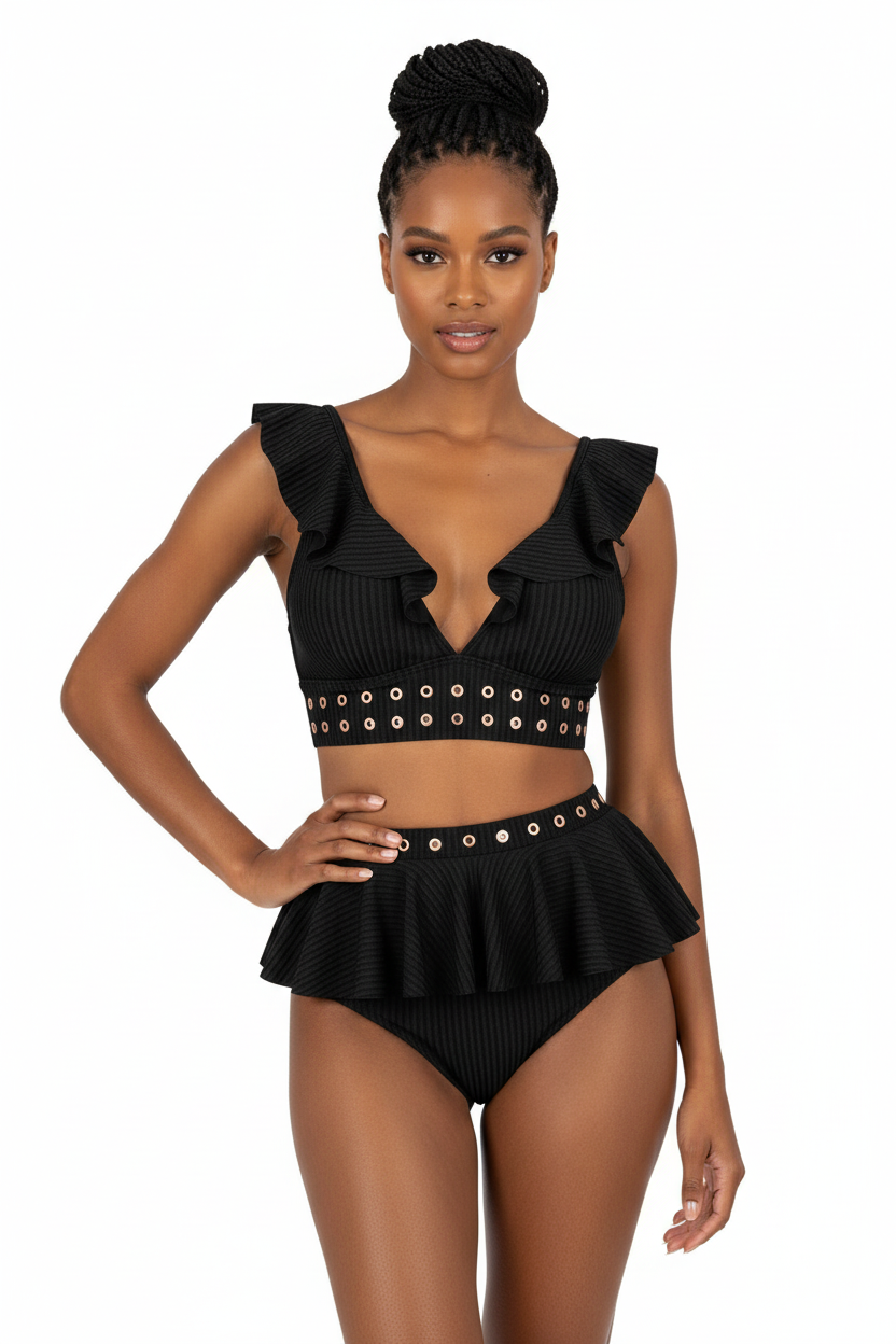 High-Waisted Ruffled Two-Piece Swimsuit