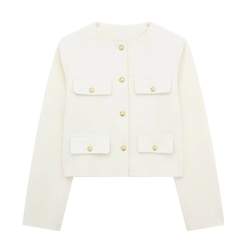 Fashion Casual Flip Trim Short Jacket