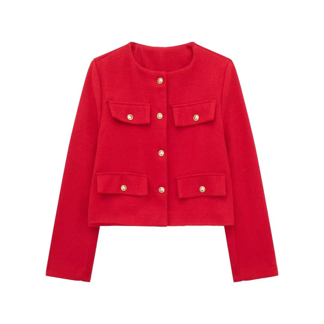 Fashion Casual Flip Trim Short Jacket