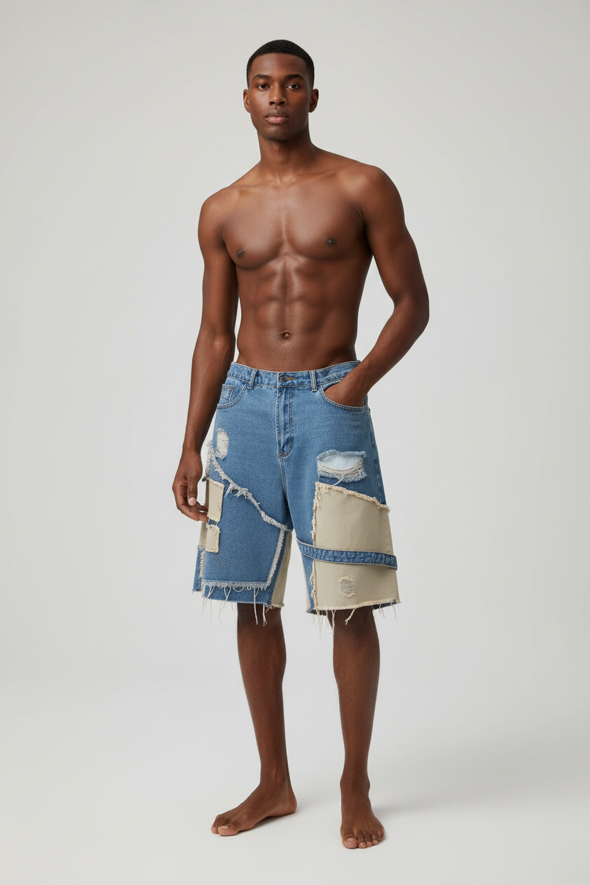 Loose Fit Denim Straight Summer Shorts