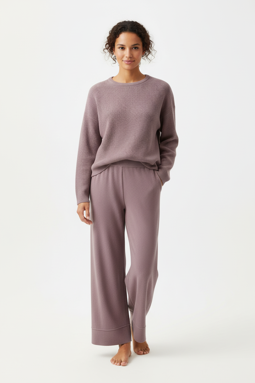 Two Piece Outfits Sweater Lounge Sets Pullover Wide Leg