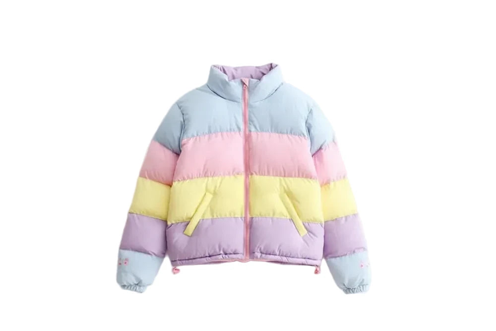 Rainbow Loose Thick Cotton Jacket