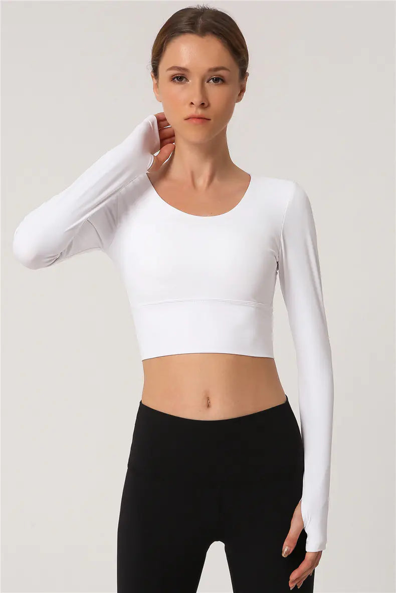 High Stretch Cropped Long Sleeve Gym Fit Top