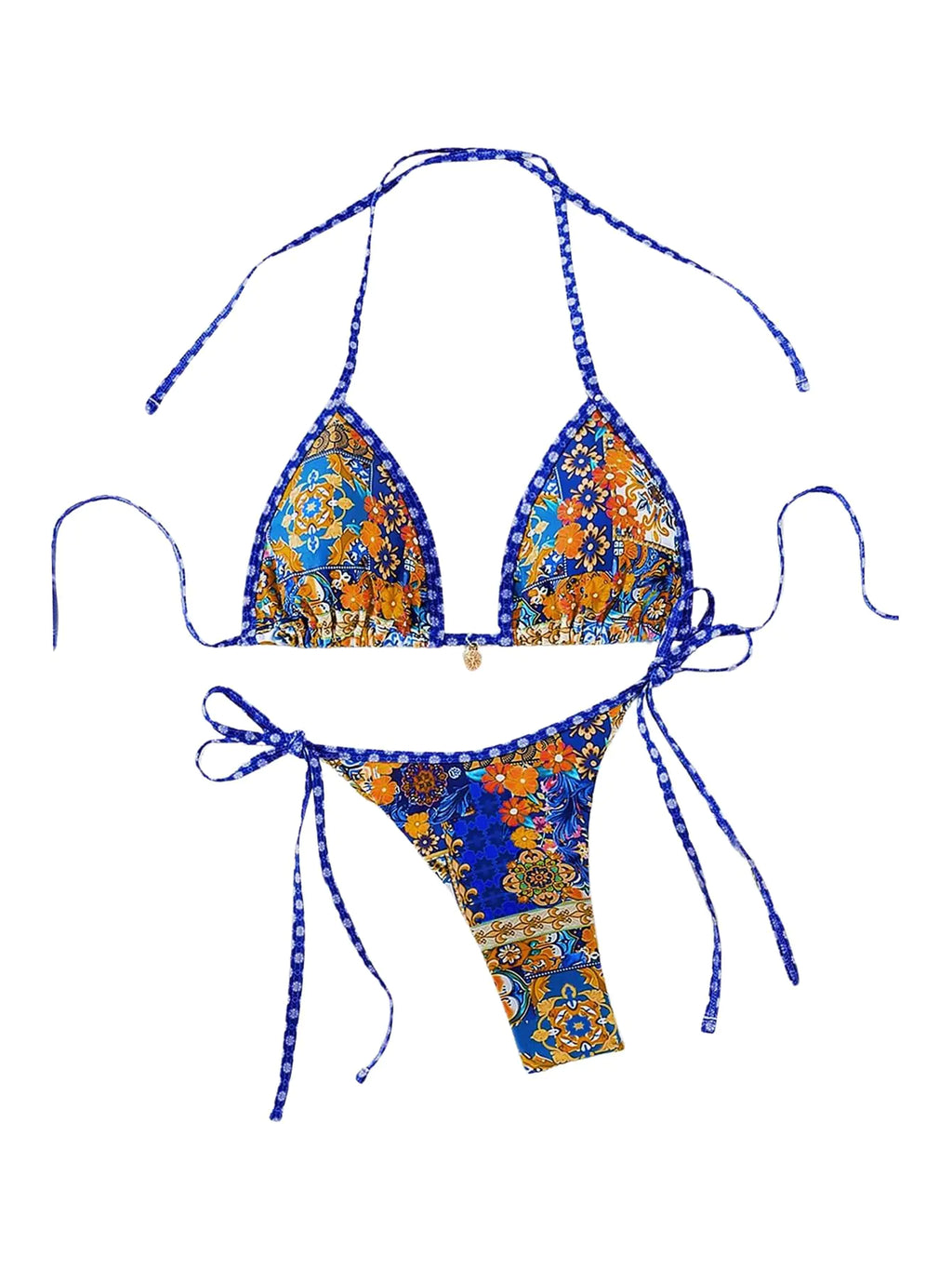 2 Piece Floral Bikini Boho Halter Triangle Swimsuit