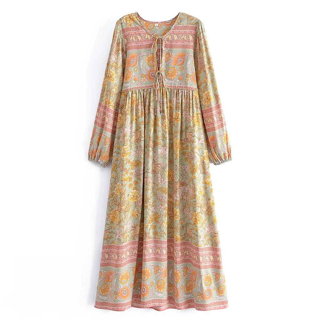 Floral Fringed Long Dress