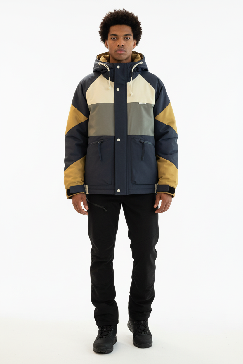 Patchwork Contrast Color Bomber Jacket