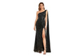 One-Shoulder Sequin Gown with Side Slit