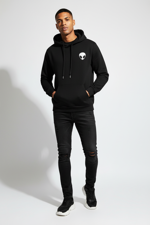 Alien Hoodie - Black Male Model