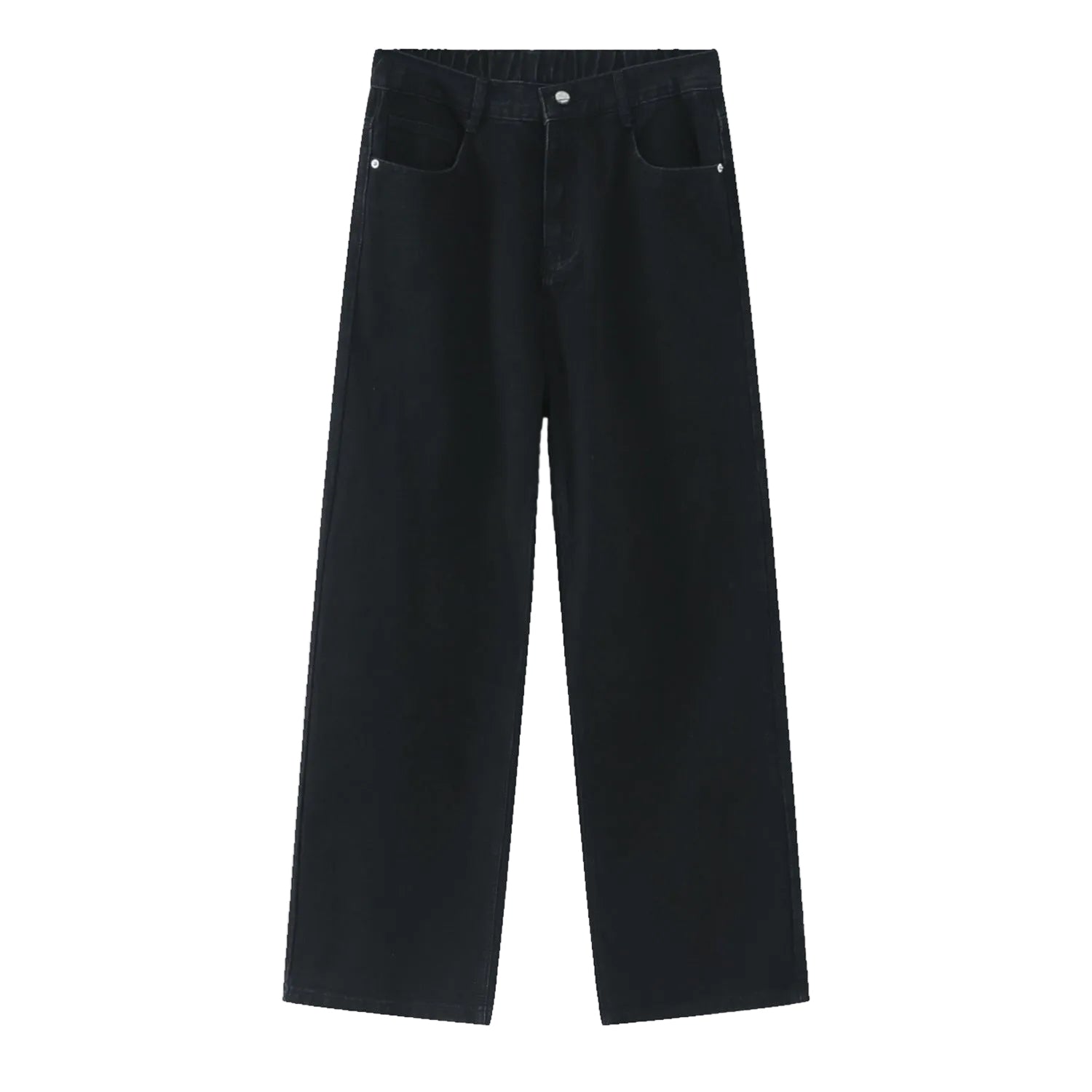 Loose Elastic Waist Straight Jeans