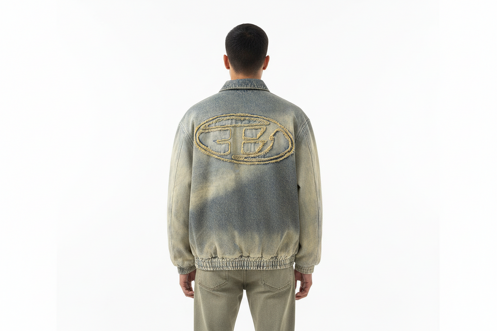 Gradient Wash Thick Quilted Denim