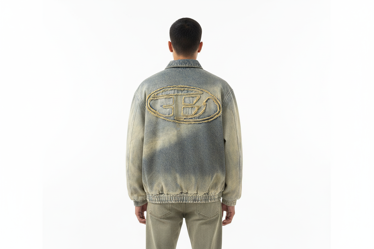 Gradient Wash Thick Quilted Denim