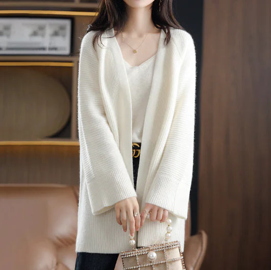 Knit Overlay Mid-Length Cardigan