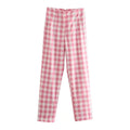 Plaid High-Waisted Casual Pants