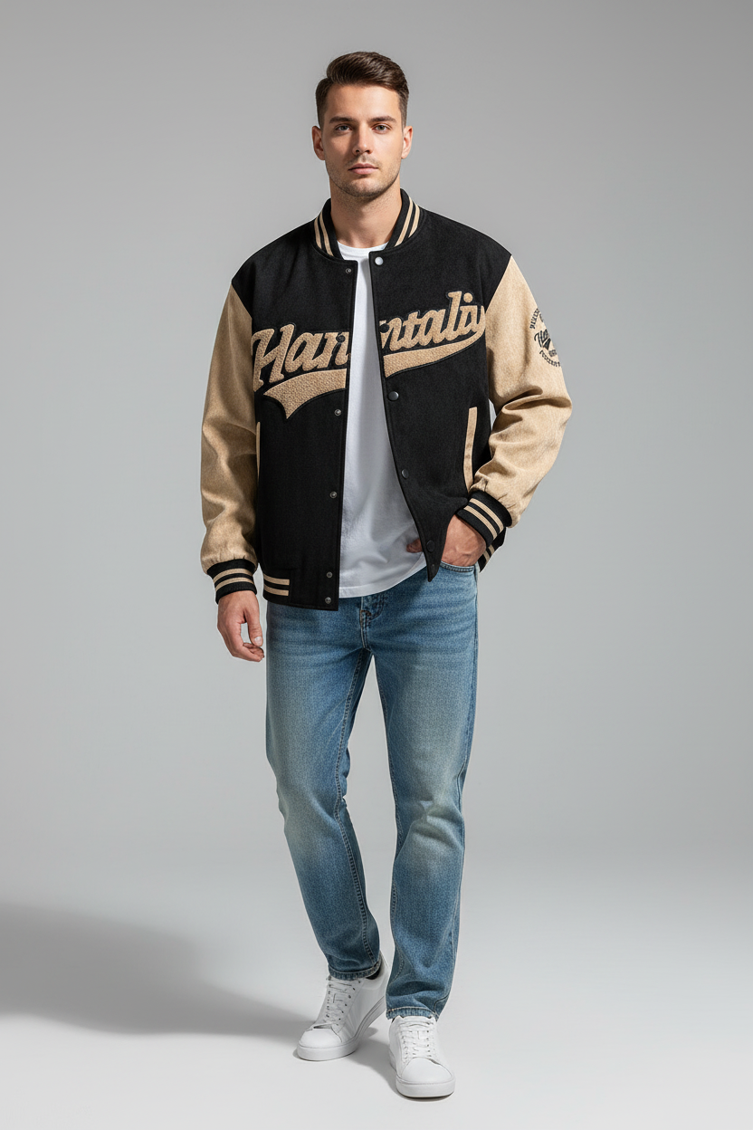 Baseball Jacket - Black - Male Model