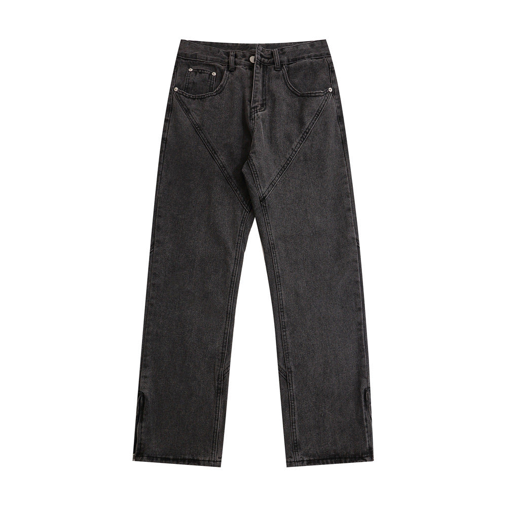 Patchwork Washed Straight Jean