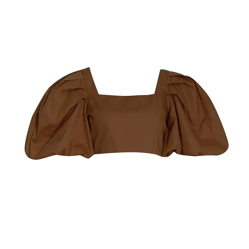 Autumn Fashion Square Collar Bubble Sleeve Tops