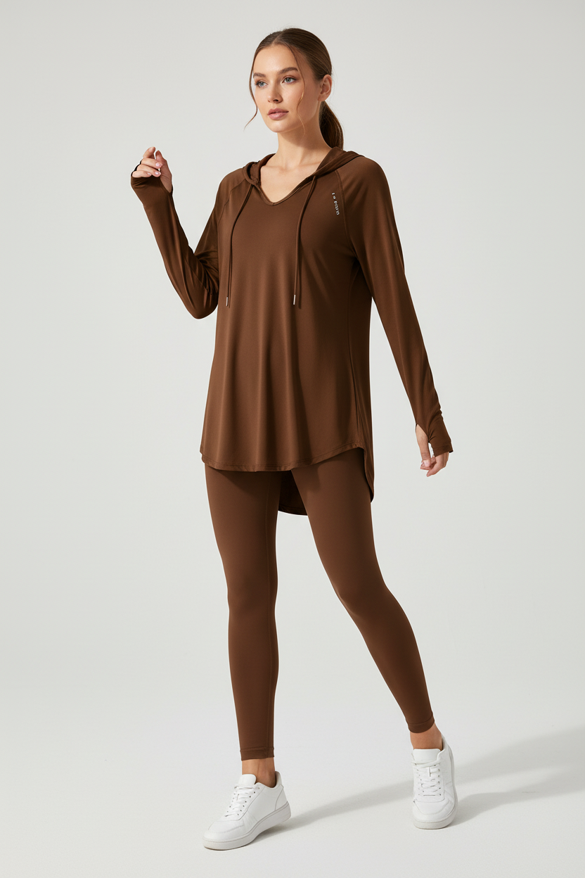 Casual Loose Gym Fit Top - Coffee