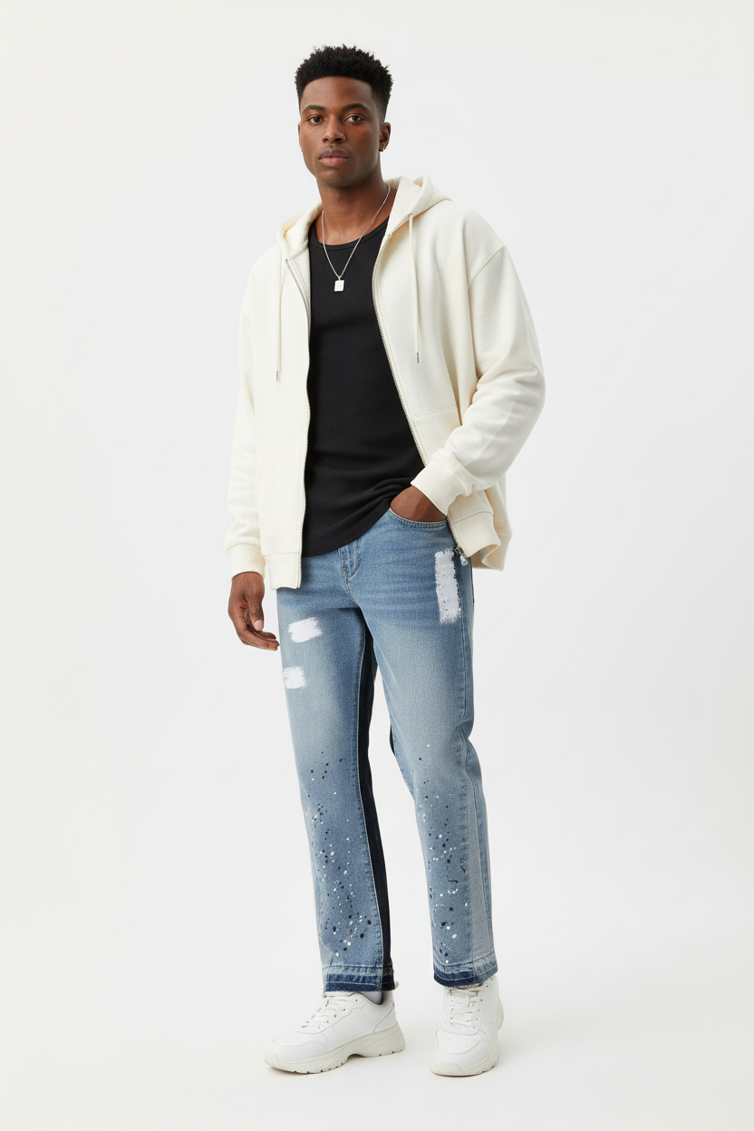 Casual Washed Jeans - Male Model