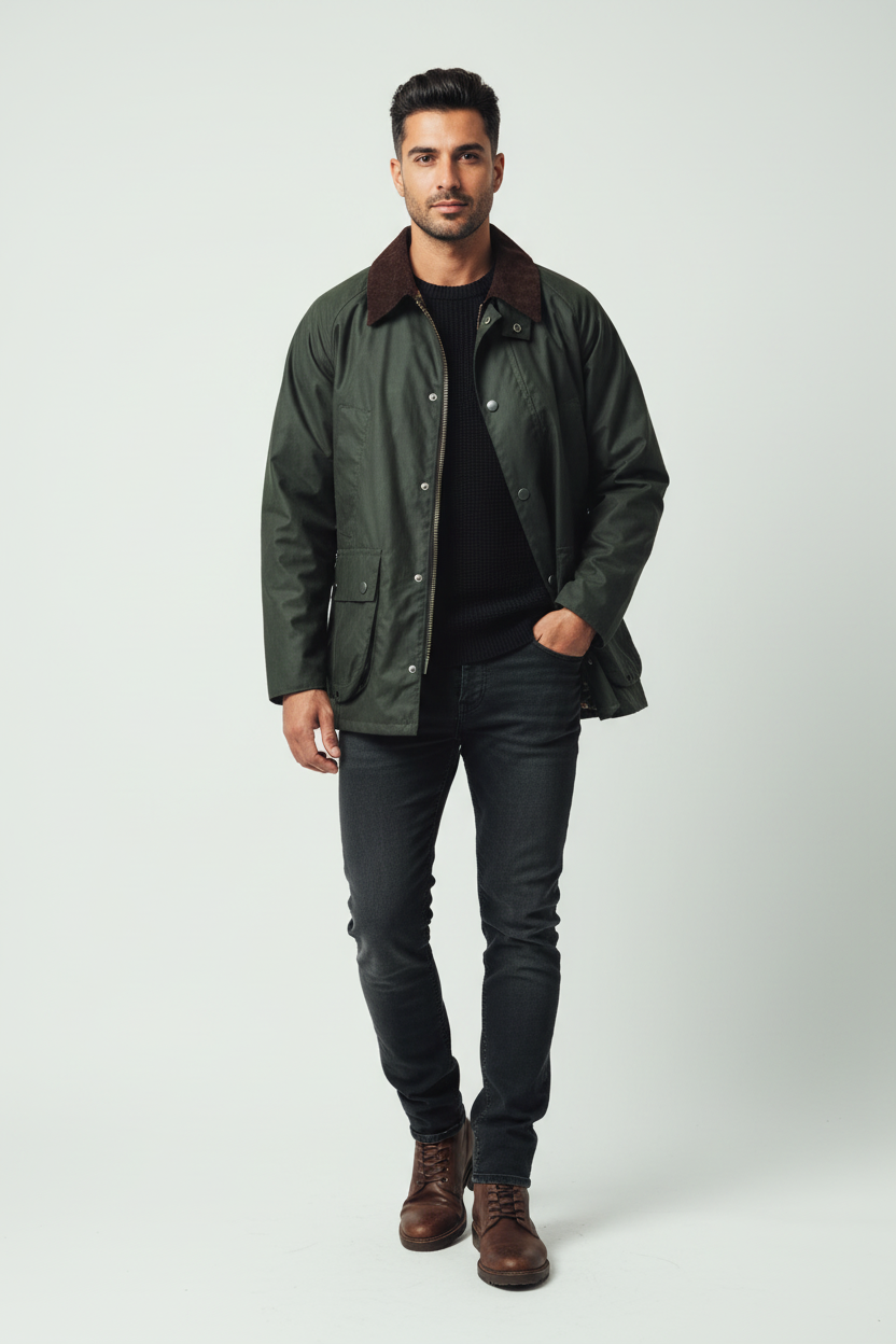 Classic Adventure Jacket - Dark Green Waxy Male Model