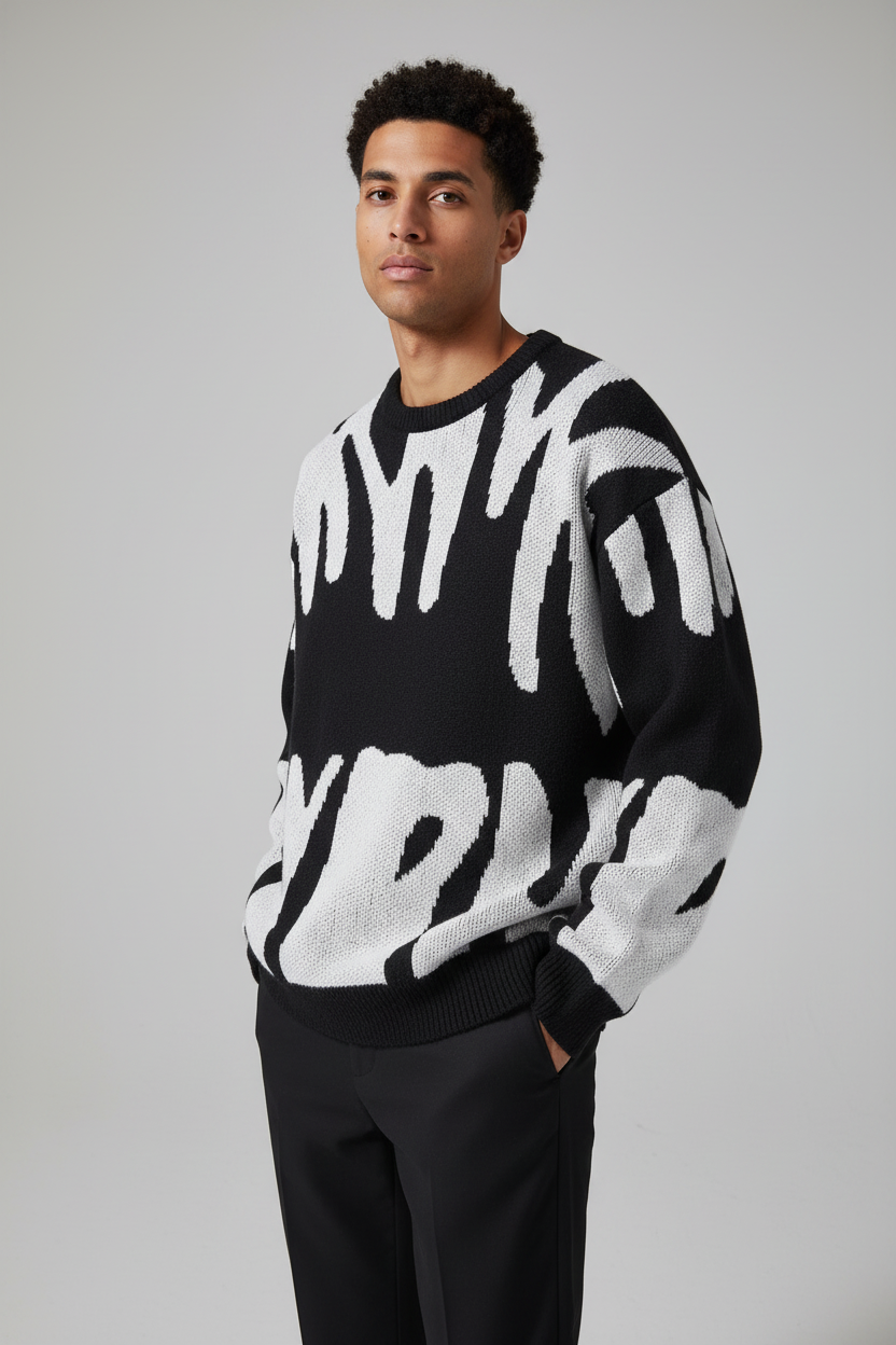 Classic Round Neck Knit Sweater male model