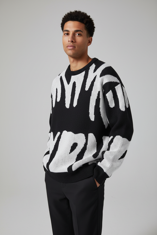 Classic Round Neck Knit Sweater male model