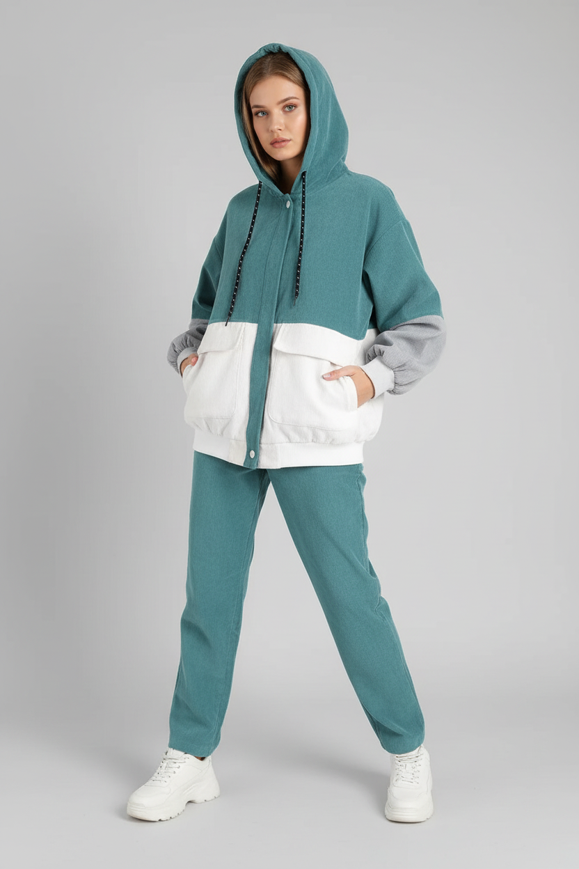 Color Block Hooded Jacket - Yellow