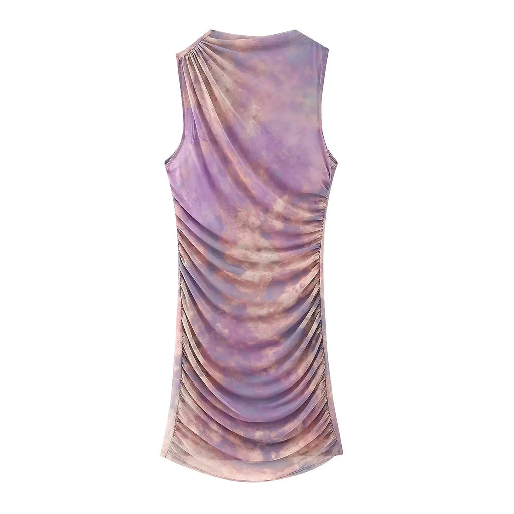 Slim Fit Pleated Short Dress