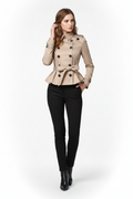 Double-Breasted Ruffle Jacket - Khaki