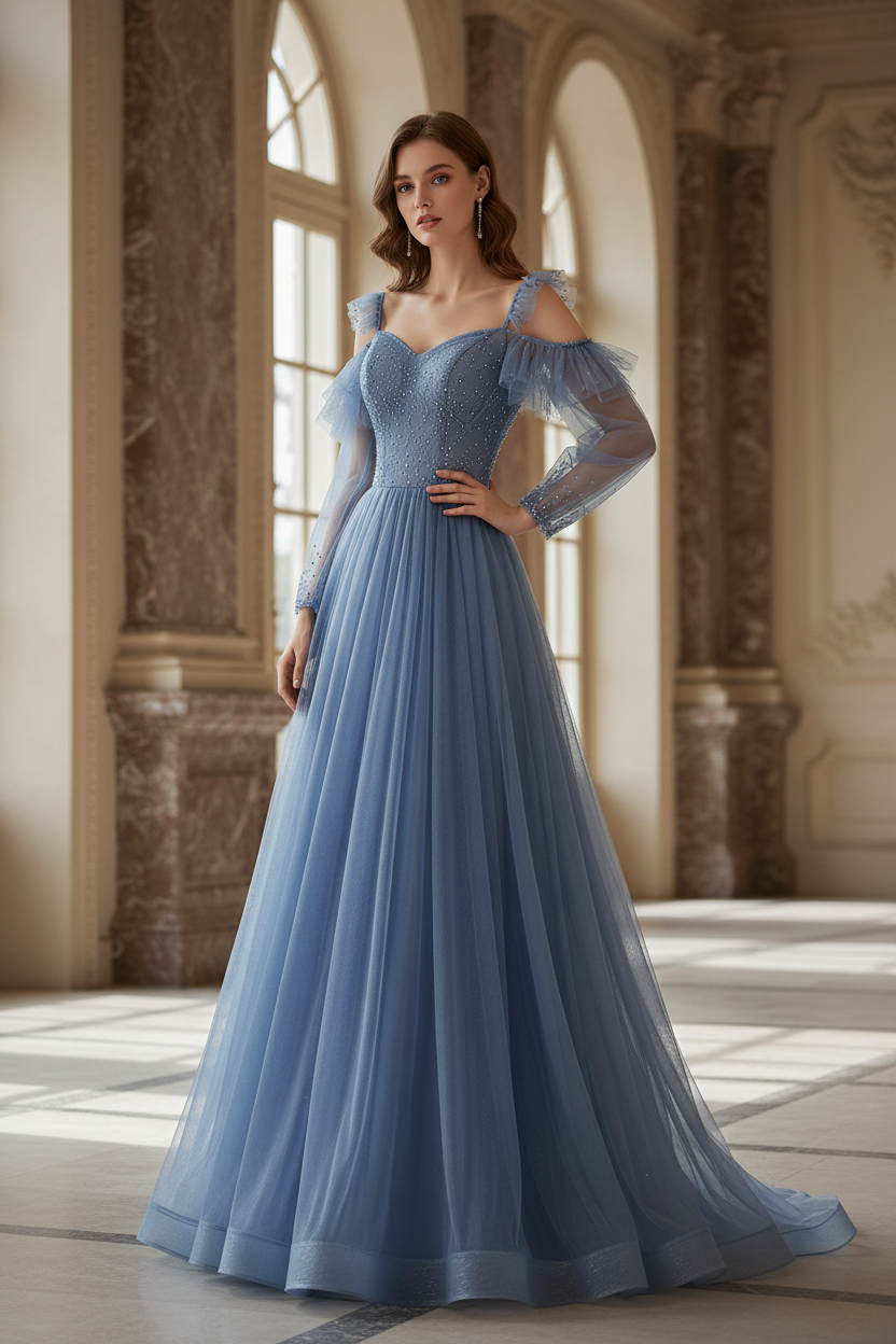 Blue Long Evening Dress