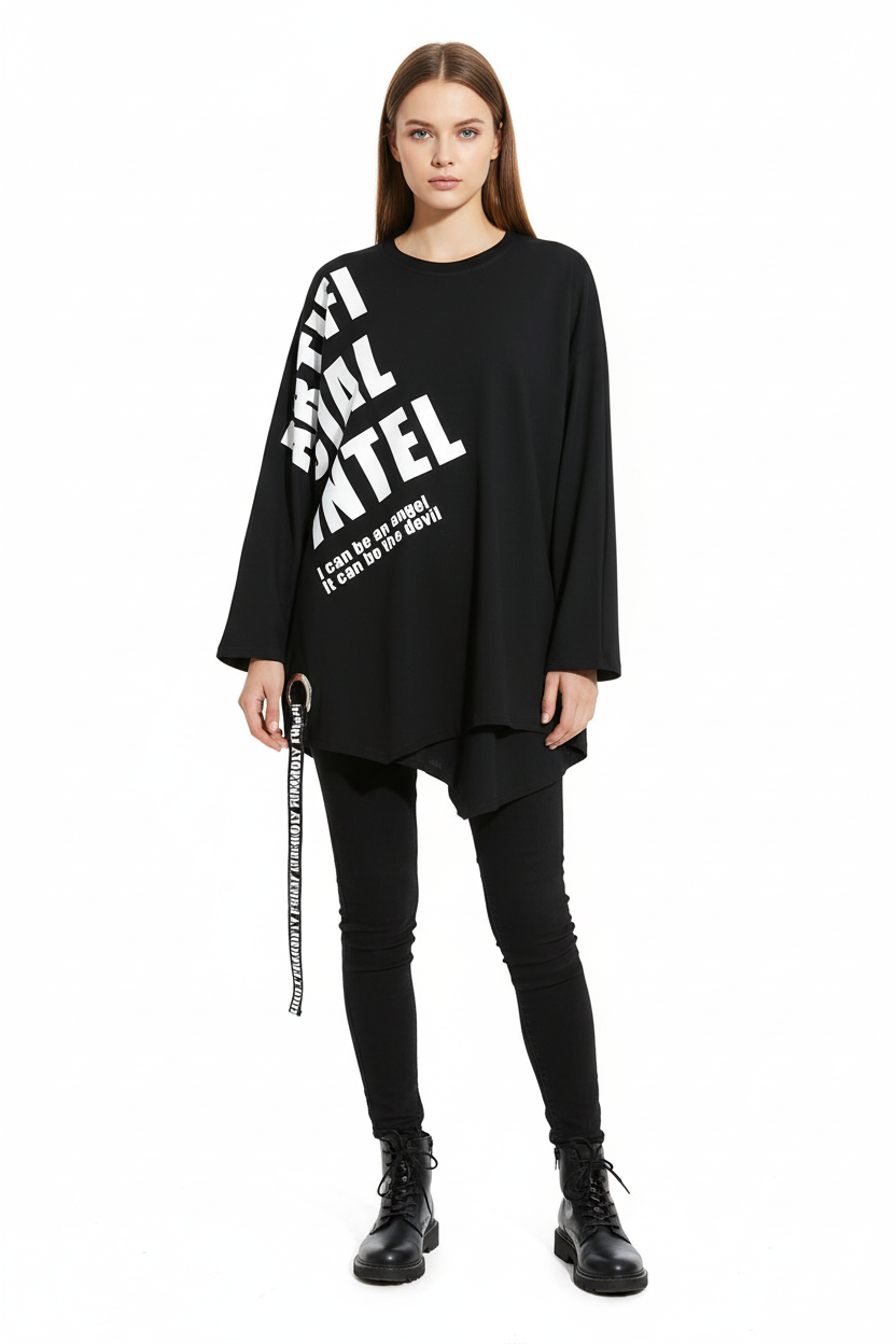 Drilled Webbing Pullover Blouse - Female Model