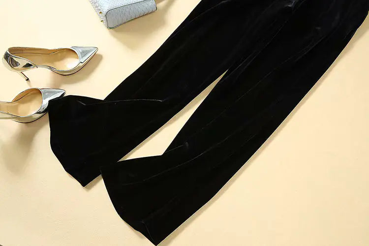 Velvet Suit Set with Long Pants