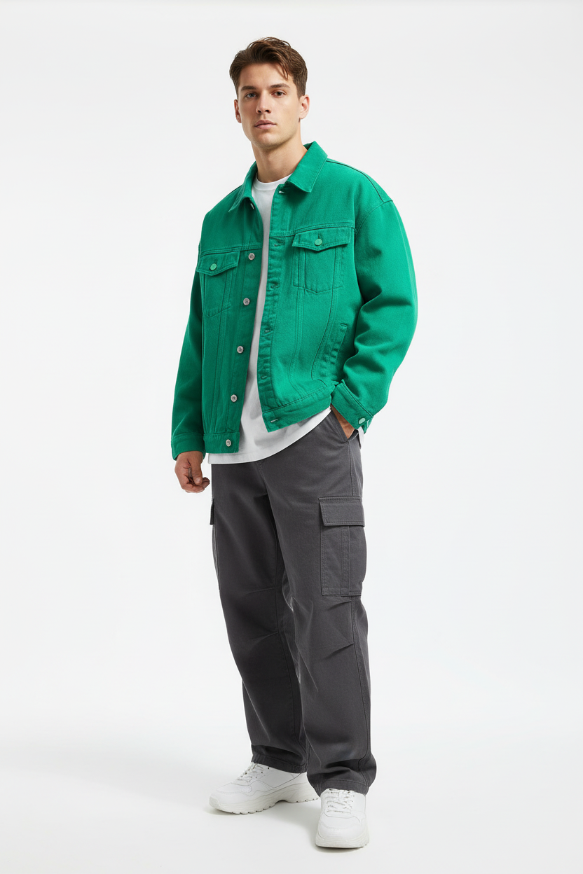 Fall Oversized Denim Jacket - Blue
