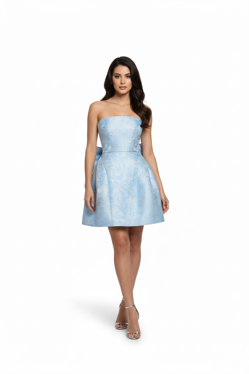 Fashion Tube Top Bow Dress - Blue