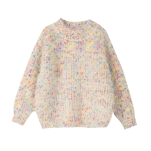 Colorful Chunky Knit Turtleneck Sweater