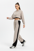 Female model in loose fitting sports pants