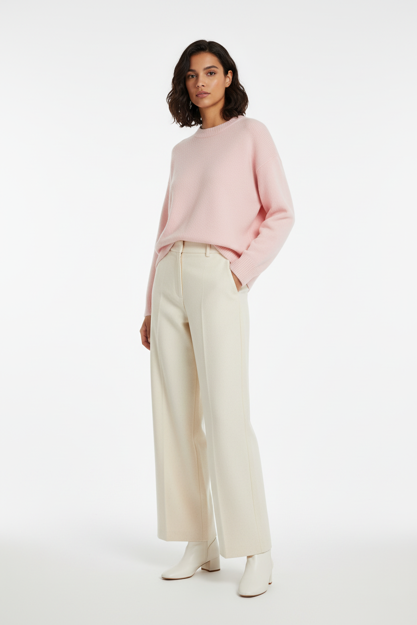 Female model in loose long-sleeved top