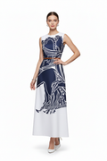 Female model in Printed Sleeveless Slim Dress