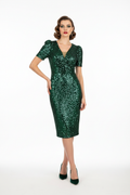 Female model in Vintage Green Sequin Dress