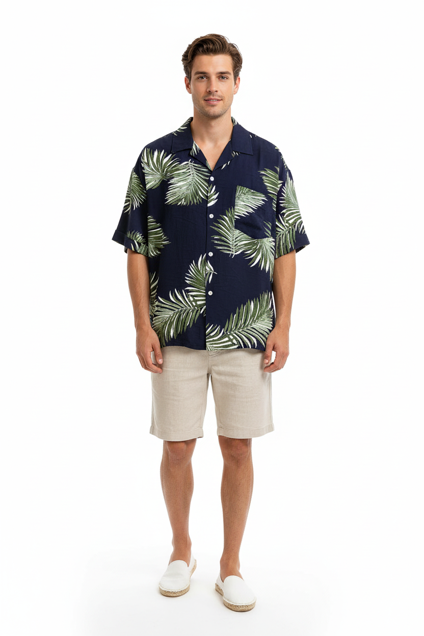 Floral Short Sleeve Shirt - Male Model