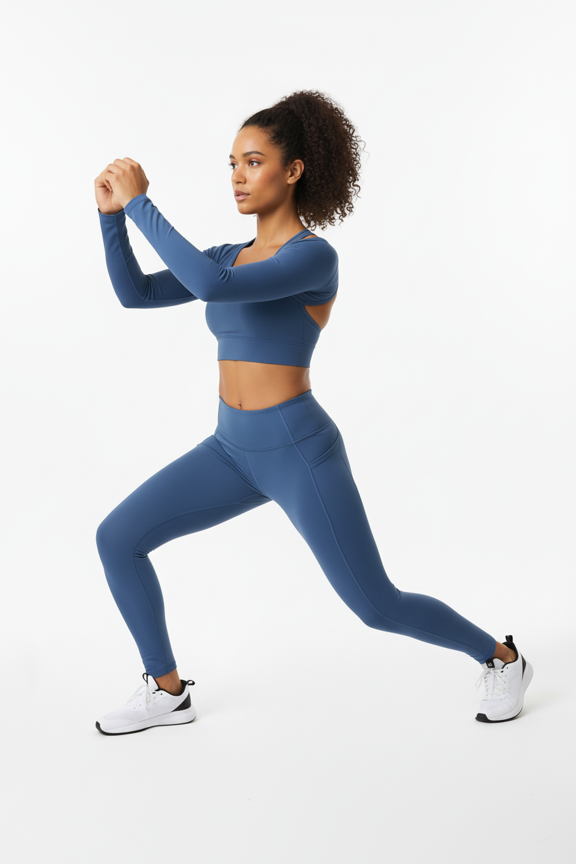 High-Waist Butt-Lifting Workout Pants - Blue