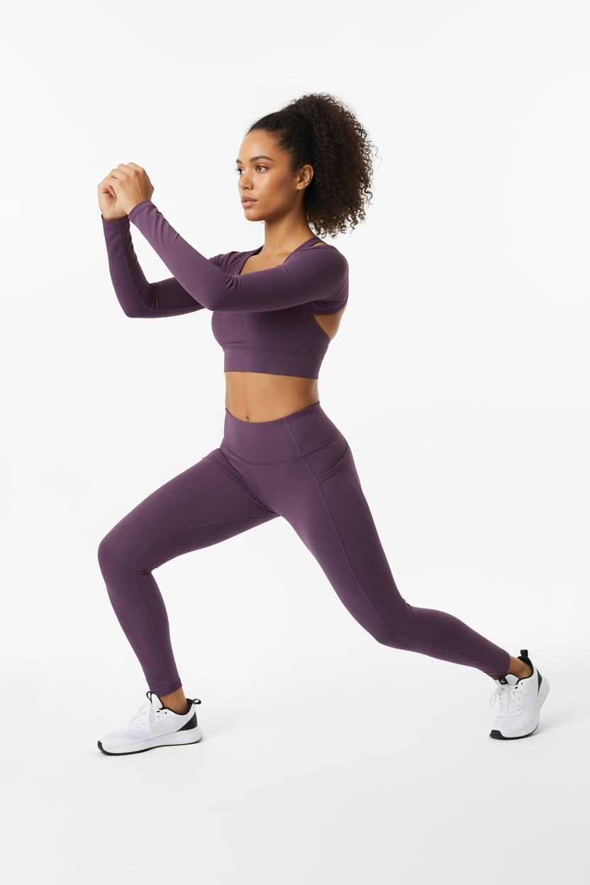 High-Waist Butt-Lifting Workout Pants - Purple