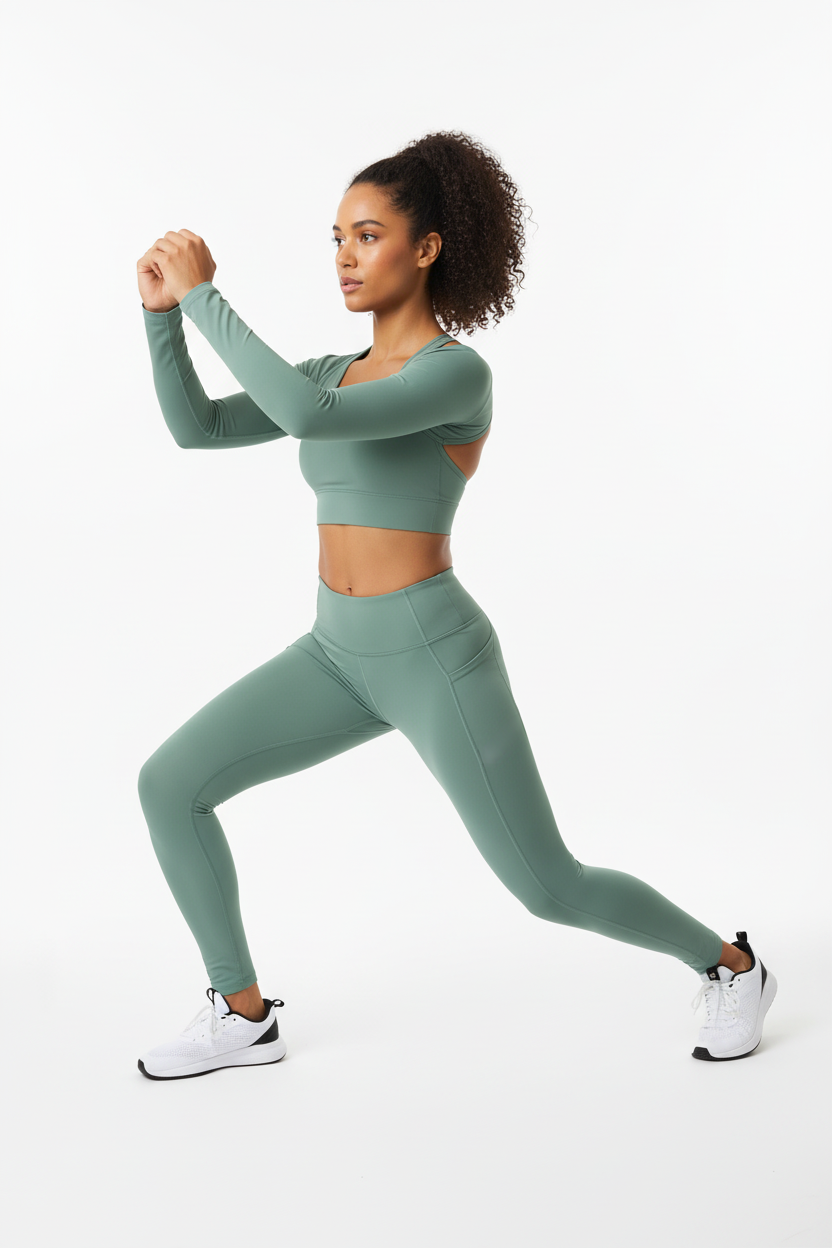 High-Waist Workout Pants female model