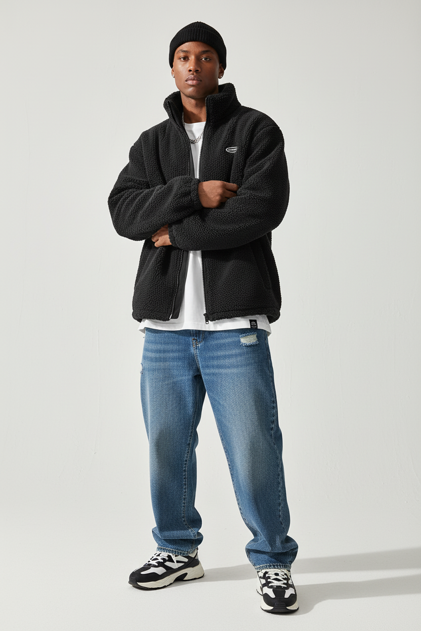 Hip Hop Winter Wool Padded Jacket - Male Model