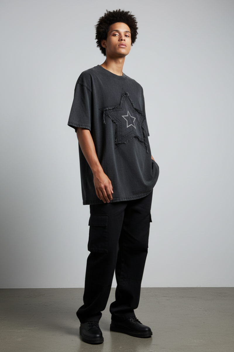 Punk Denim Short-sleeved T-shirt