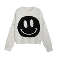 Casual Loose Knit Sweater with Smiley Face