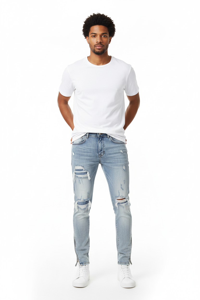 Shredded Denim Pants