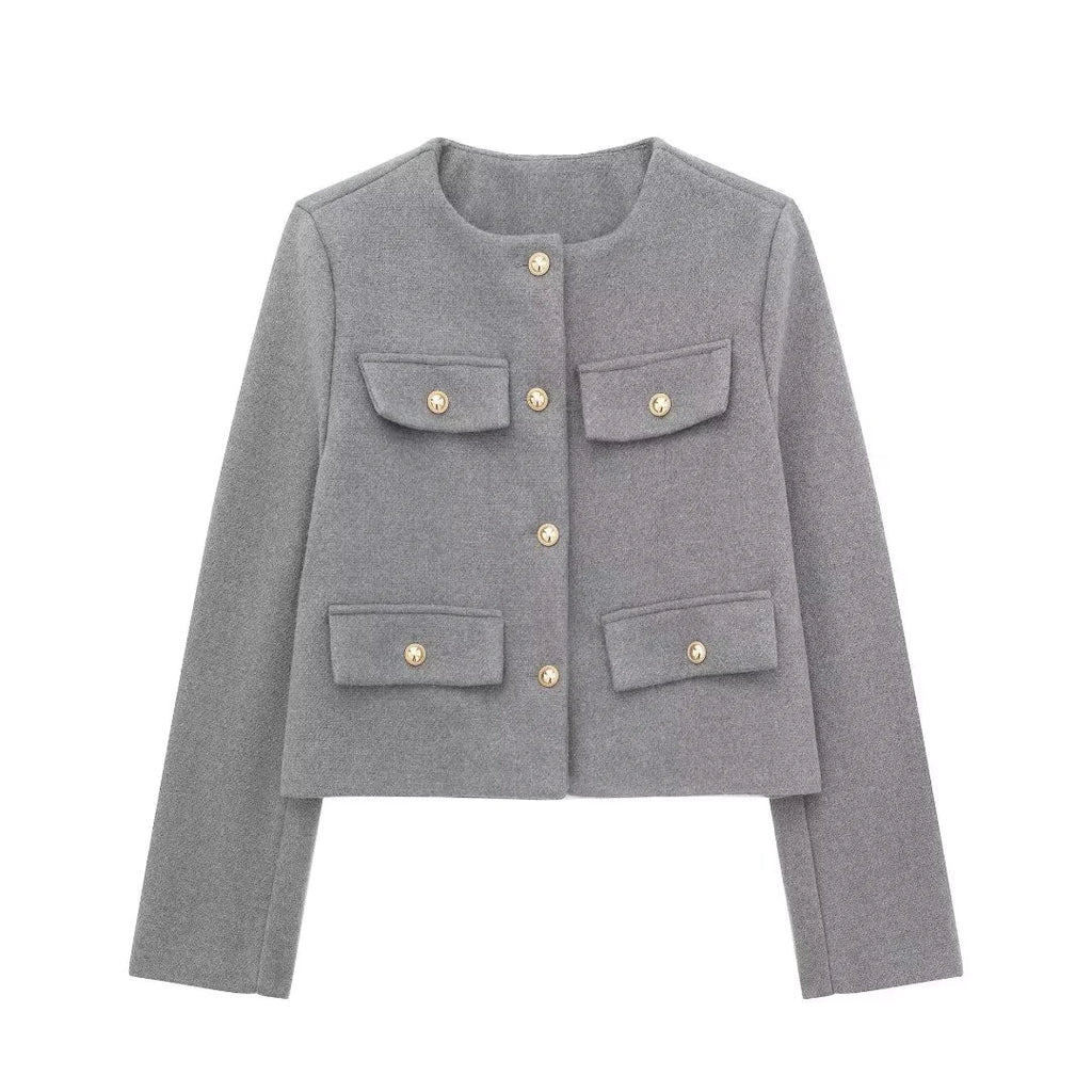 Fashion Casual Flip Trim Short Jacket