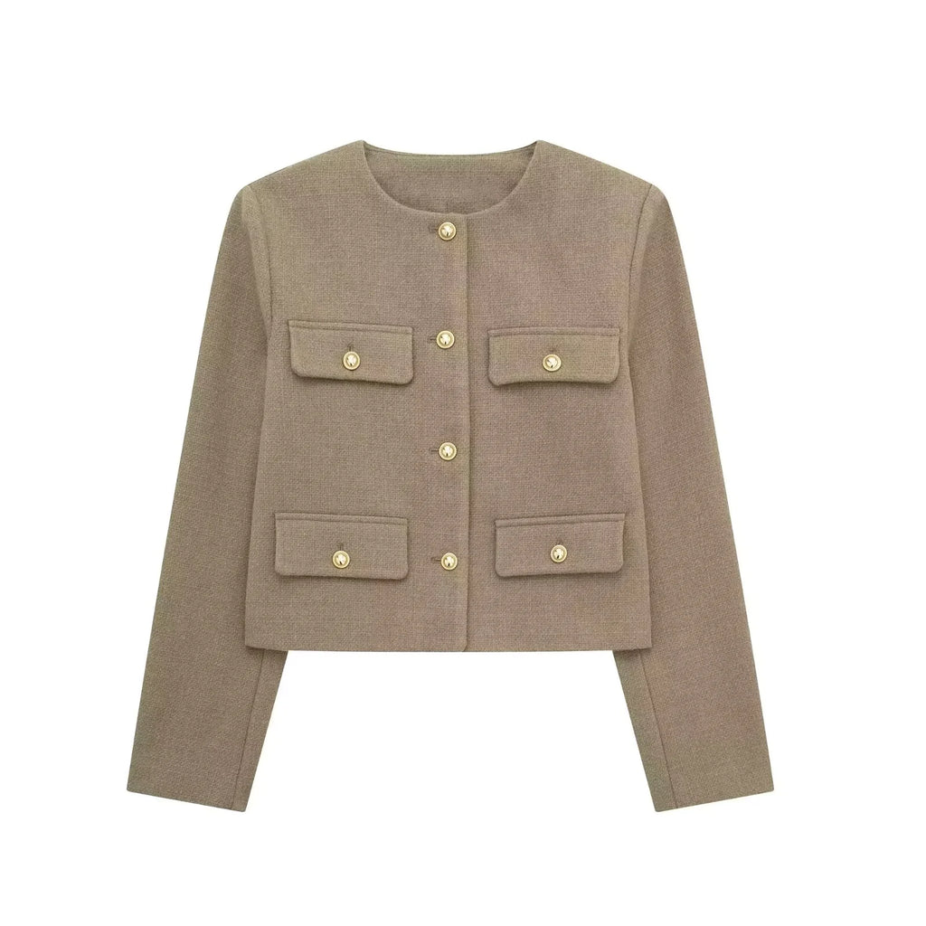 Fashion Casual Flip Trim Short Jacket