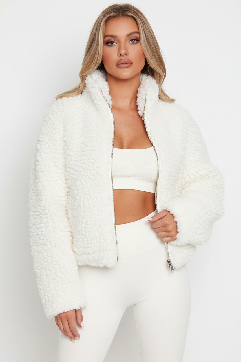 Lambswool Short Coat - White